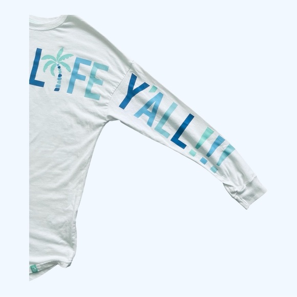 MarleyLilly casual white graphic top shirt XS long sleeve 
round neck logo - Picture 7 of 16